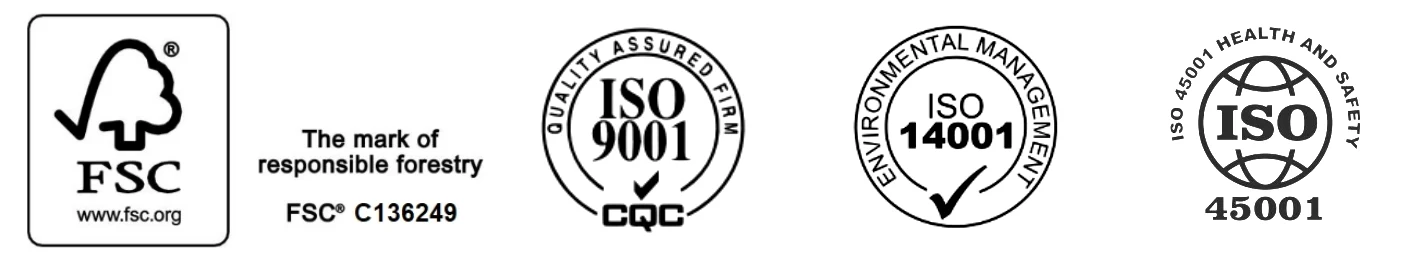 FSC, ISO9001, ISO14001 and ISO45001 Certifications